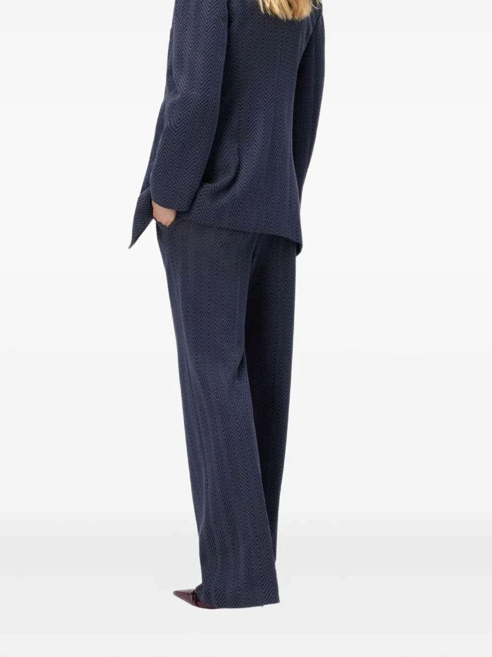 Missoni Single-breasted Blazer With Zigzag Pattern In Blue