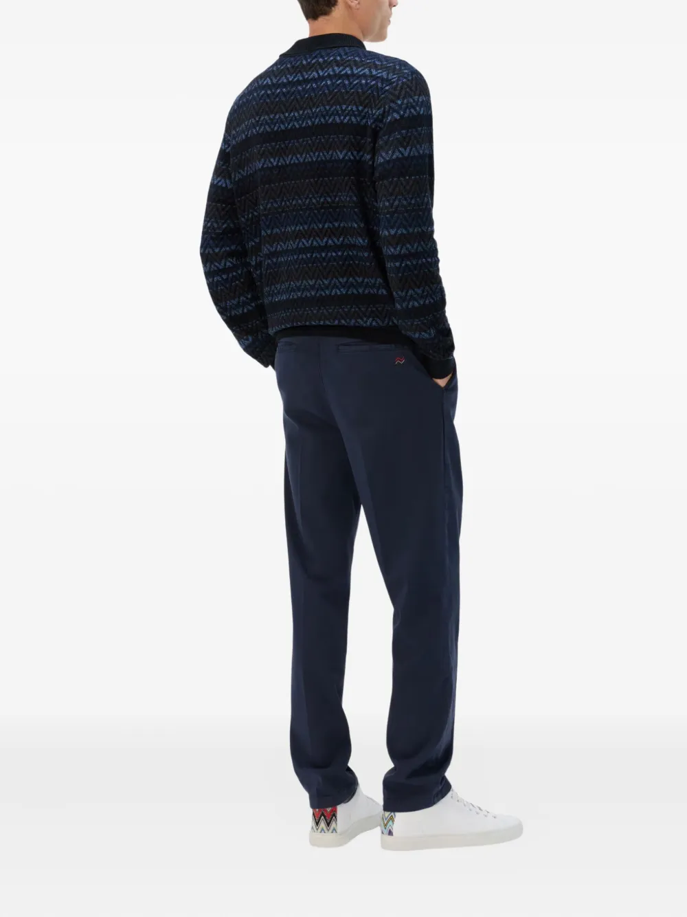 Missoni Embroidered-monogram Chino Pants In Blue