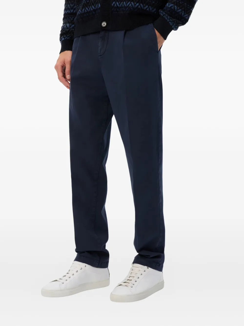 Missoni Embroidered-monogram Chino Pants In Blue