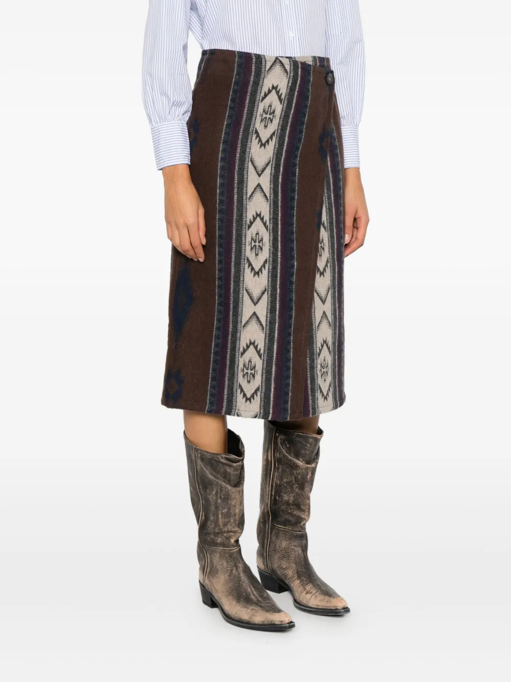 Diega Josto Patterned Skirt In Brown