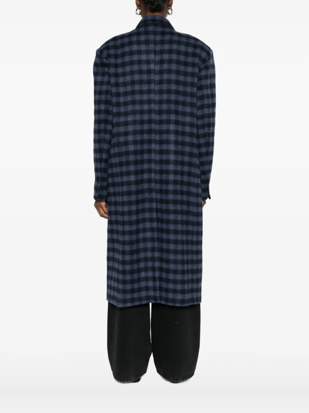 Benjamin Benmoyal Double-breasted Check Coat In Blue