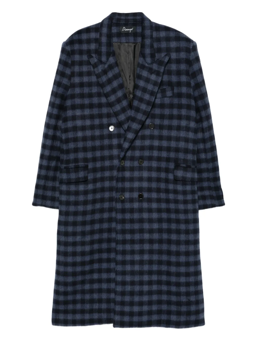 Benjamin Benmoyal double-breasted check coat | Blue | Image 1