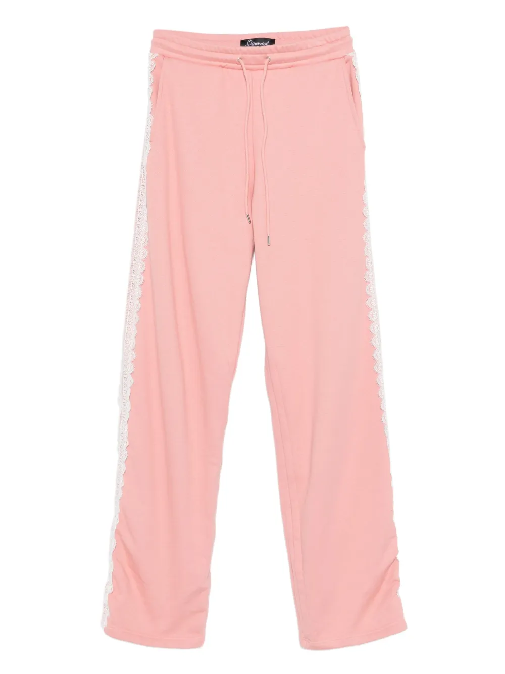Benjamin Benmoyal Lace Side Trim Track Pants In Pink