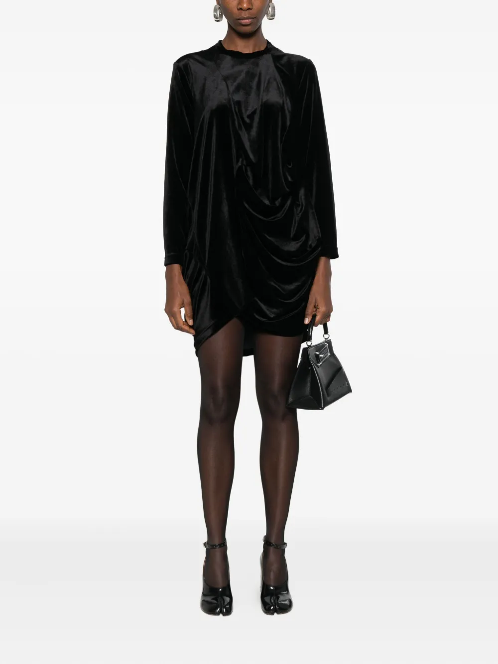 Comme Des Garçons draped mini dress - Zwart