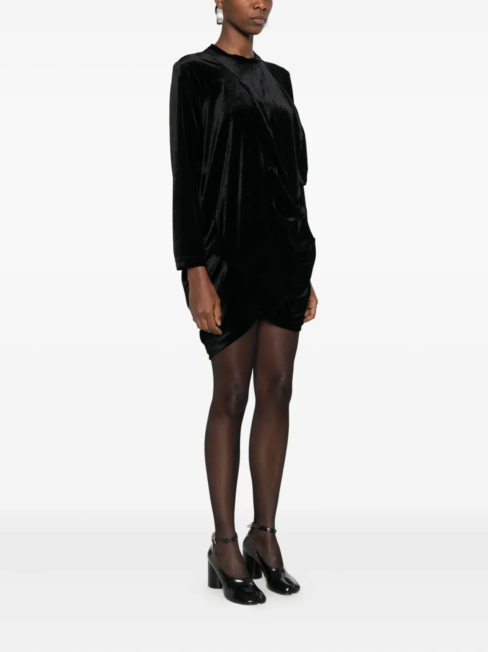 Comme Des Garçons Draped Mini Dress In Black