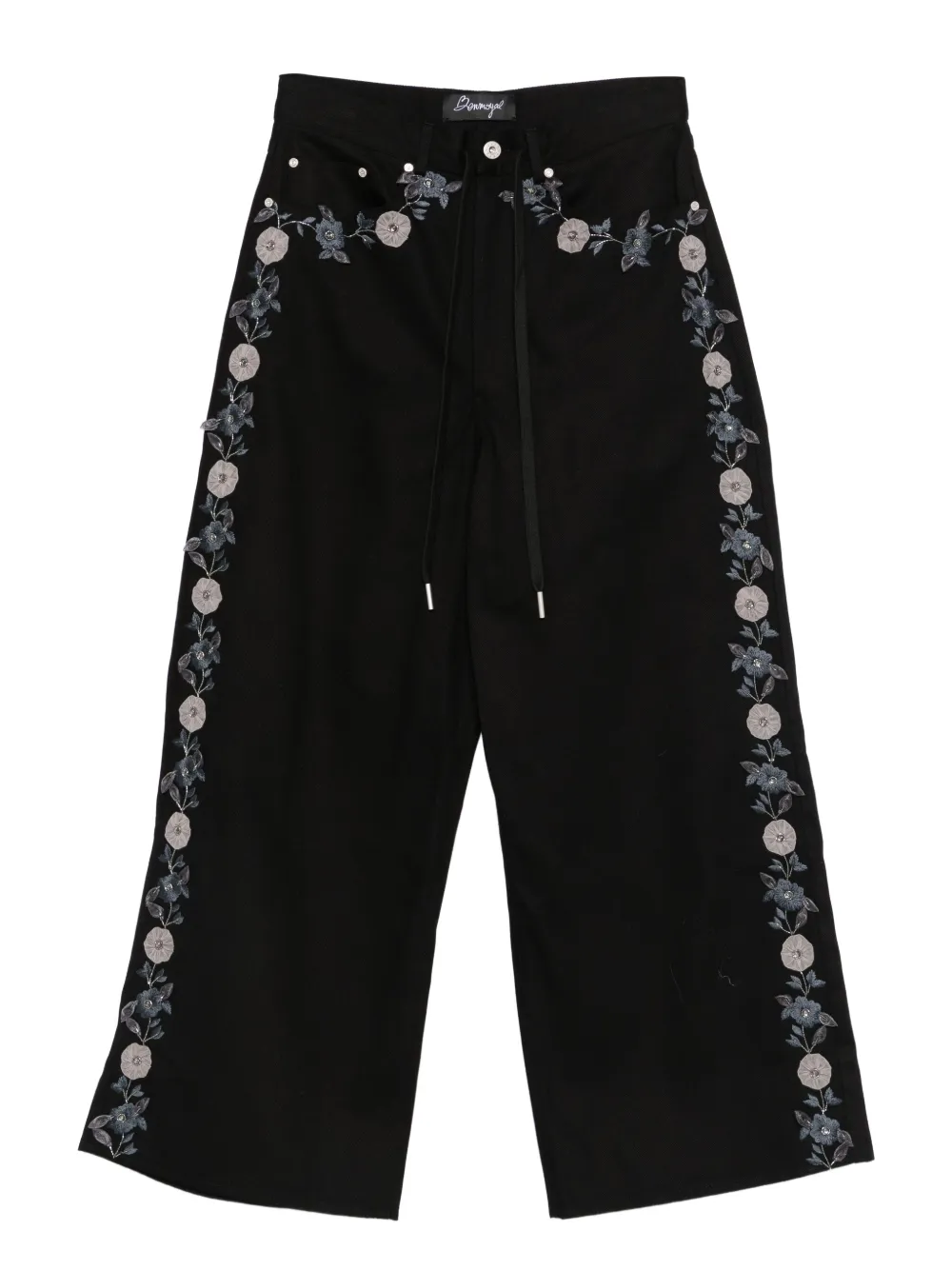 Benjamin Benmoyal floral-embroidered trousers | Black | Image 1