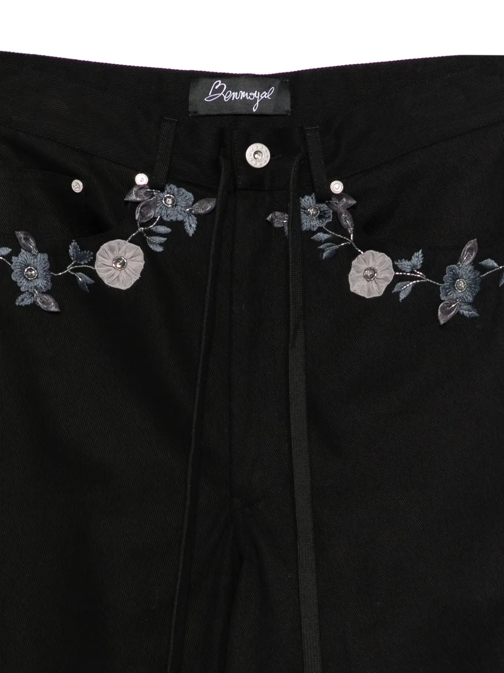  Benjamin Benmoyal Floral-embroidered Trousers - Black 