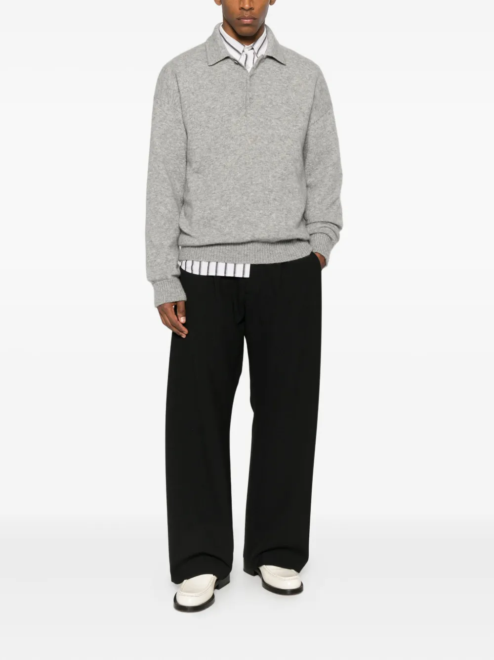 Laneus brushed-finish polo sweater - Grijs