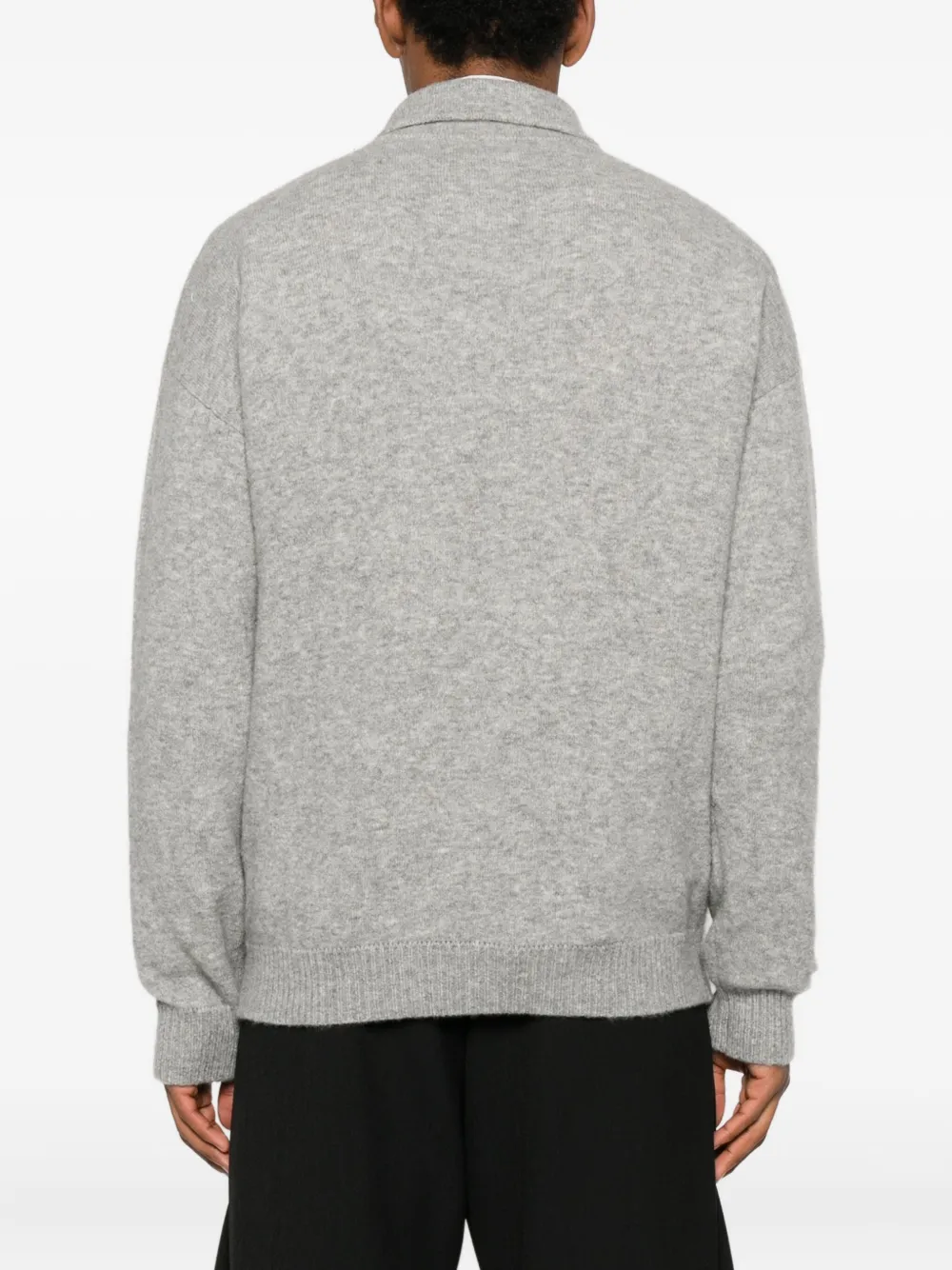 Laneus Brushed-finish Polo Sweater In Gray