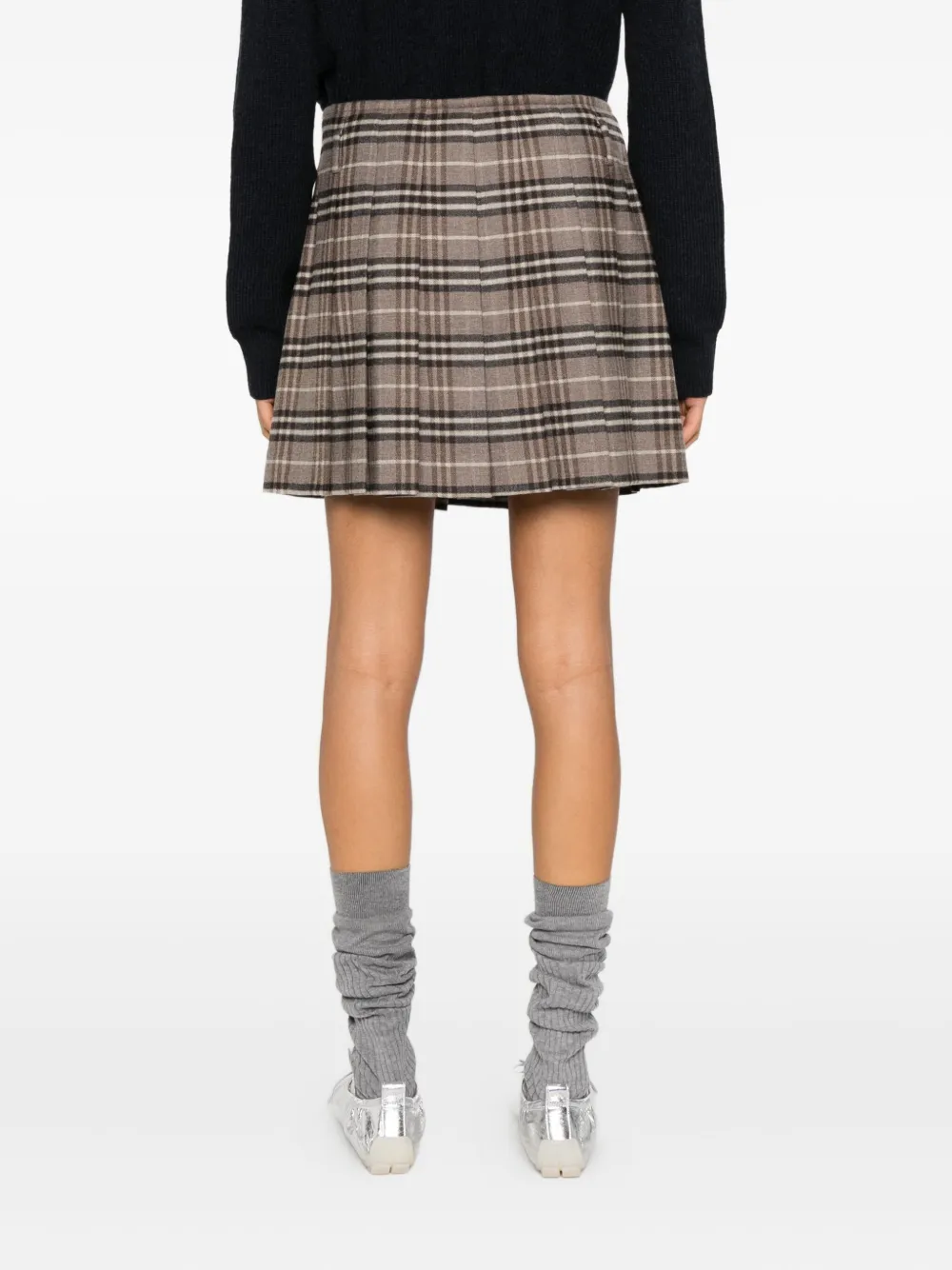 Seventy Plaid Pleated Mini Skirt In Brown