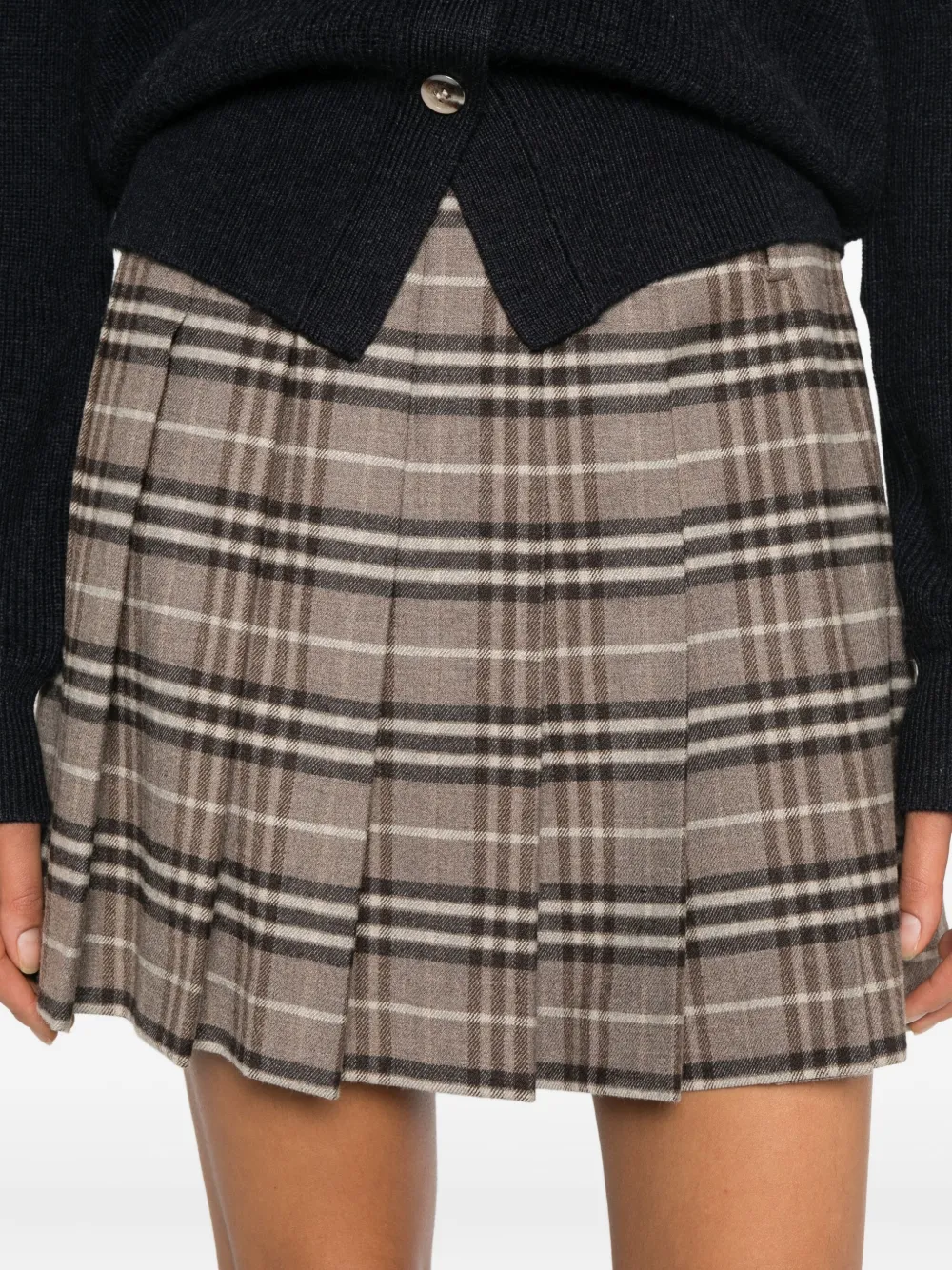 Seventy Plaid Pleated Mini Skirt In Brown