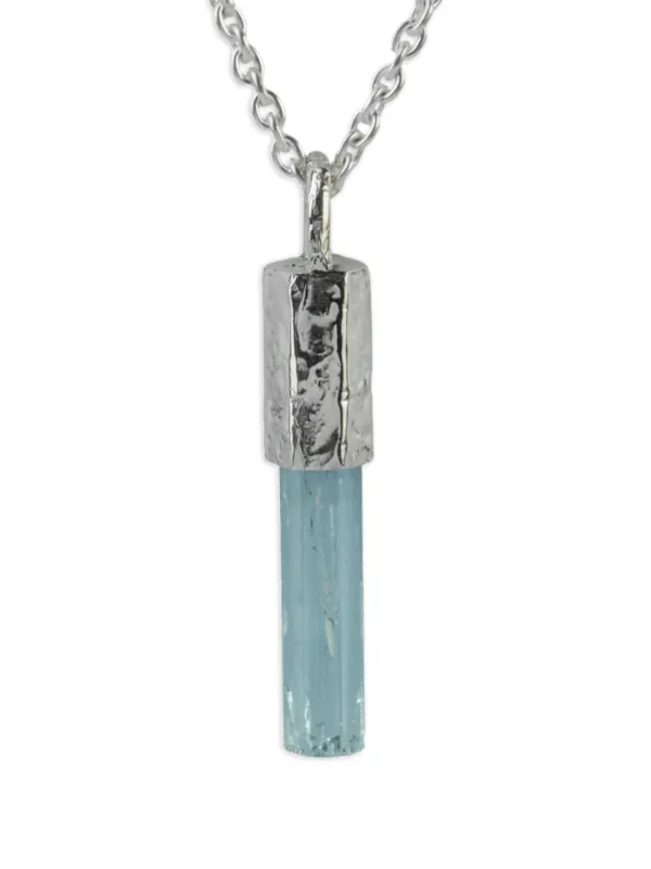 Parts Of Four Sterling Silver Talisman Aquamarine Necklace