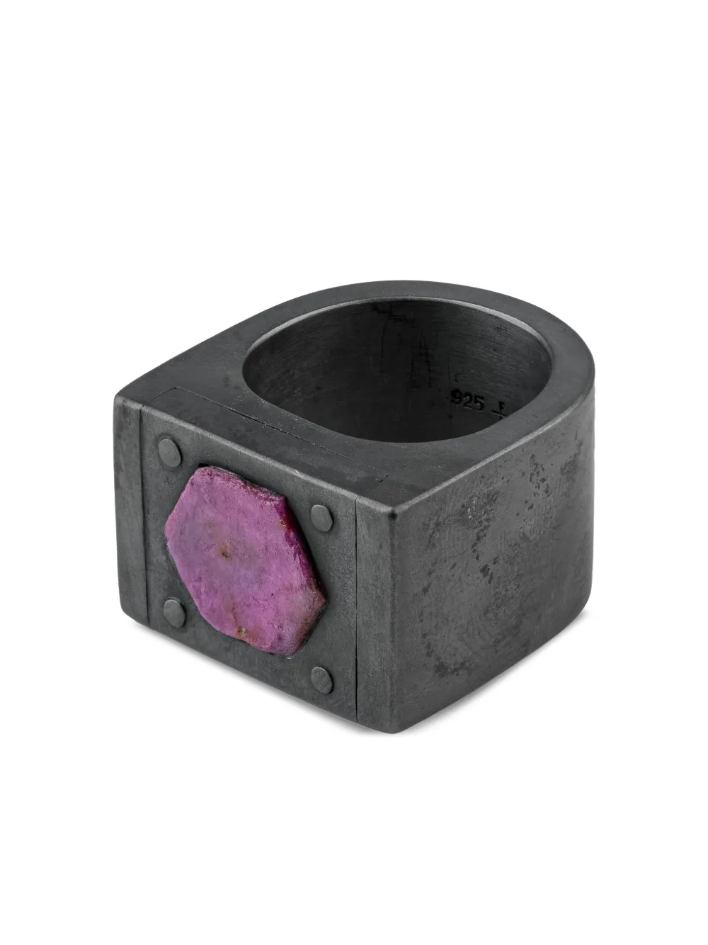 Parts Of Four Sterling Silver Plate Ruby Ring In Metallic