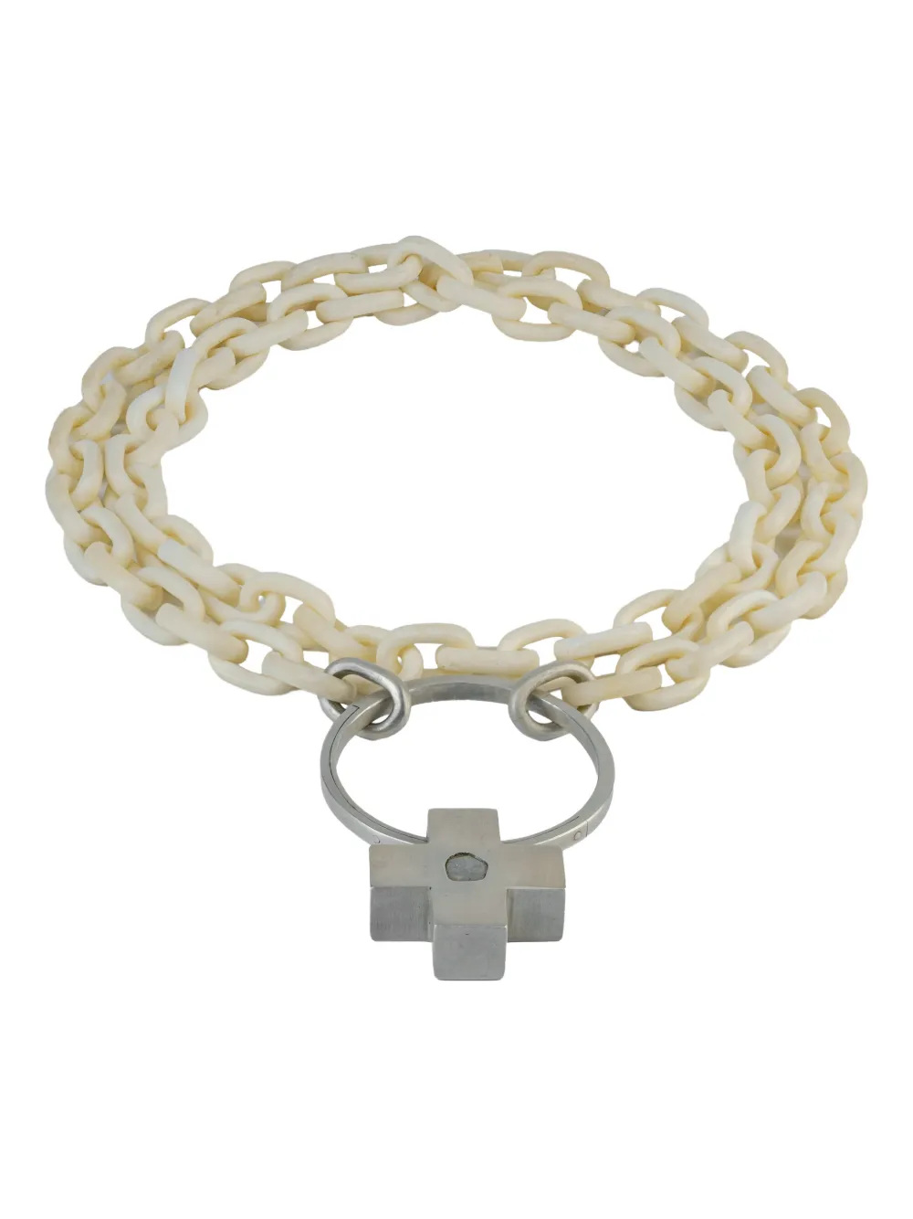 Parts Of Four Sterling Silver Diamond Cross-pendant Necklace In Metallic