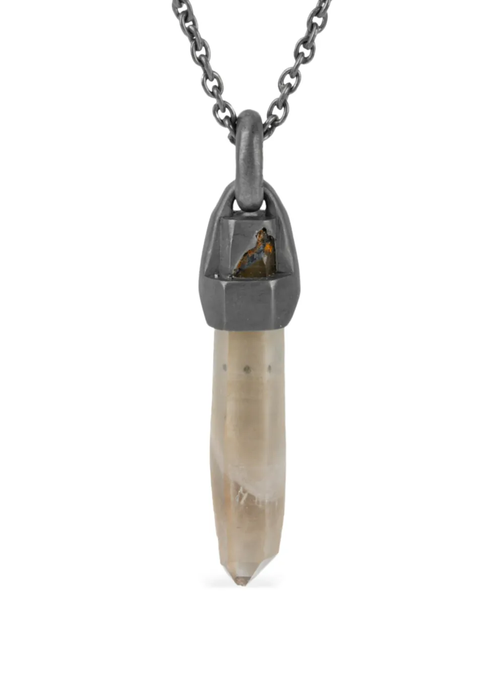 Parts Of Four Sterling Silver Talisman Smoky Quartz Necklace In Gray
