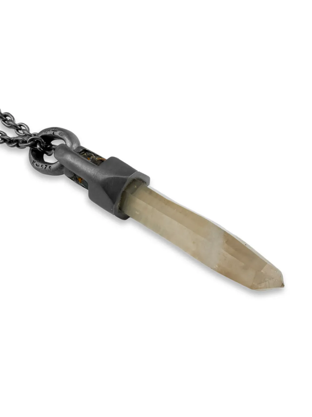 Parts Of Four Sterling Silver Talisman Smoky Quartz Necklace In Gray