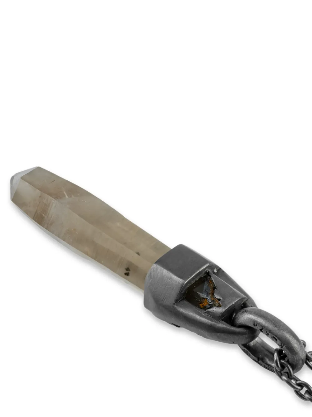 Parts Of Four Sterling Silver Talisman Smoky Quartz Necklace In Gray