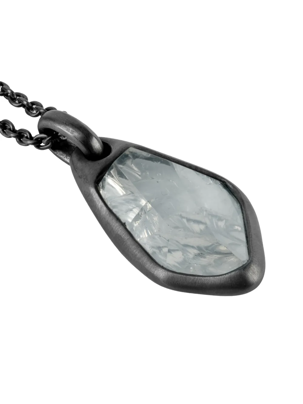 Parts Of Four Sterling Silver Halos Moon Quartz Necklace In Gray