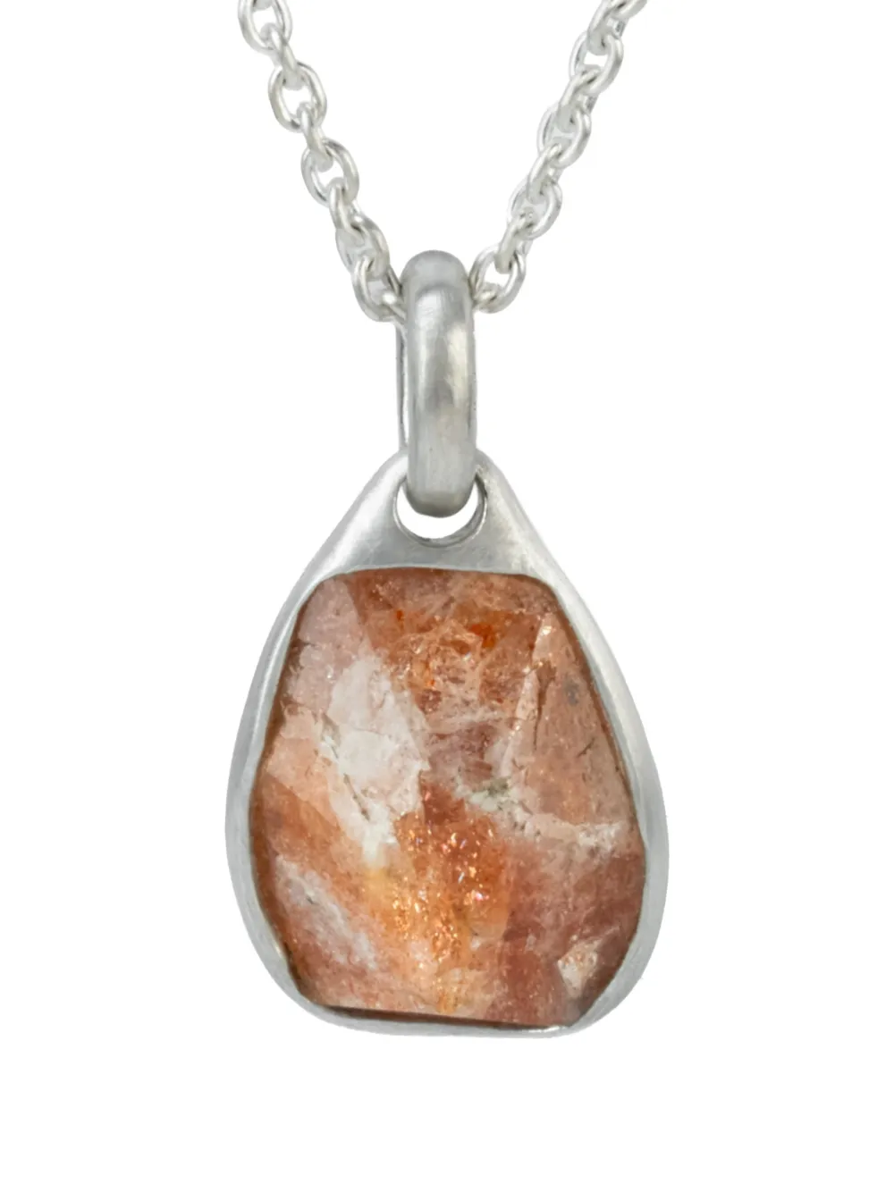 Parts Of Four Sterling Silver Halos Sunstone Necklace In Brown