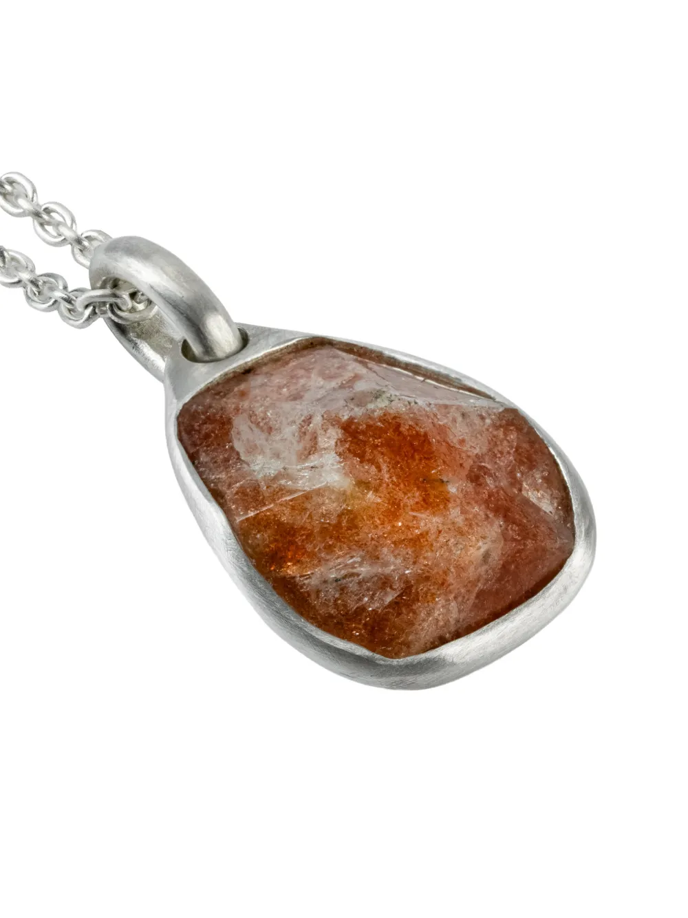 Parts Of Four Sterling Silver Halos Sunstone Necklace In Brown