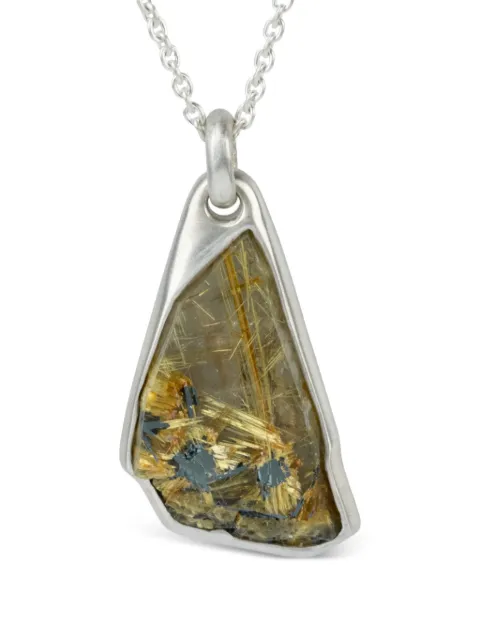 Parts of Four sterling silver Halos rutilated quartz necklace