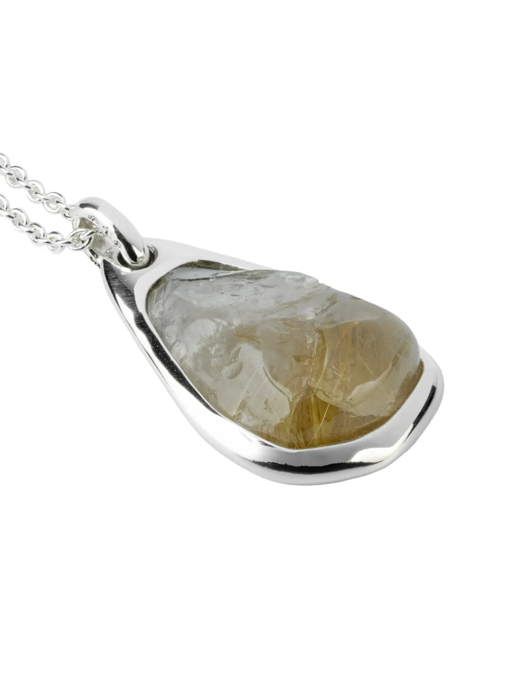 Parts Of Four Sterling Silver Halos Rutilated Quartz Necklace In Silver