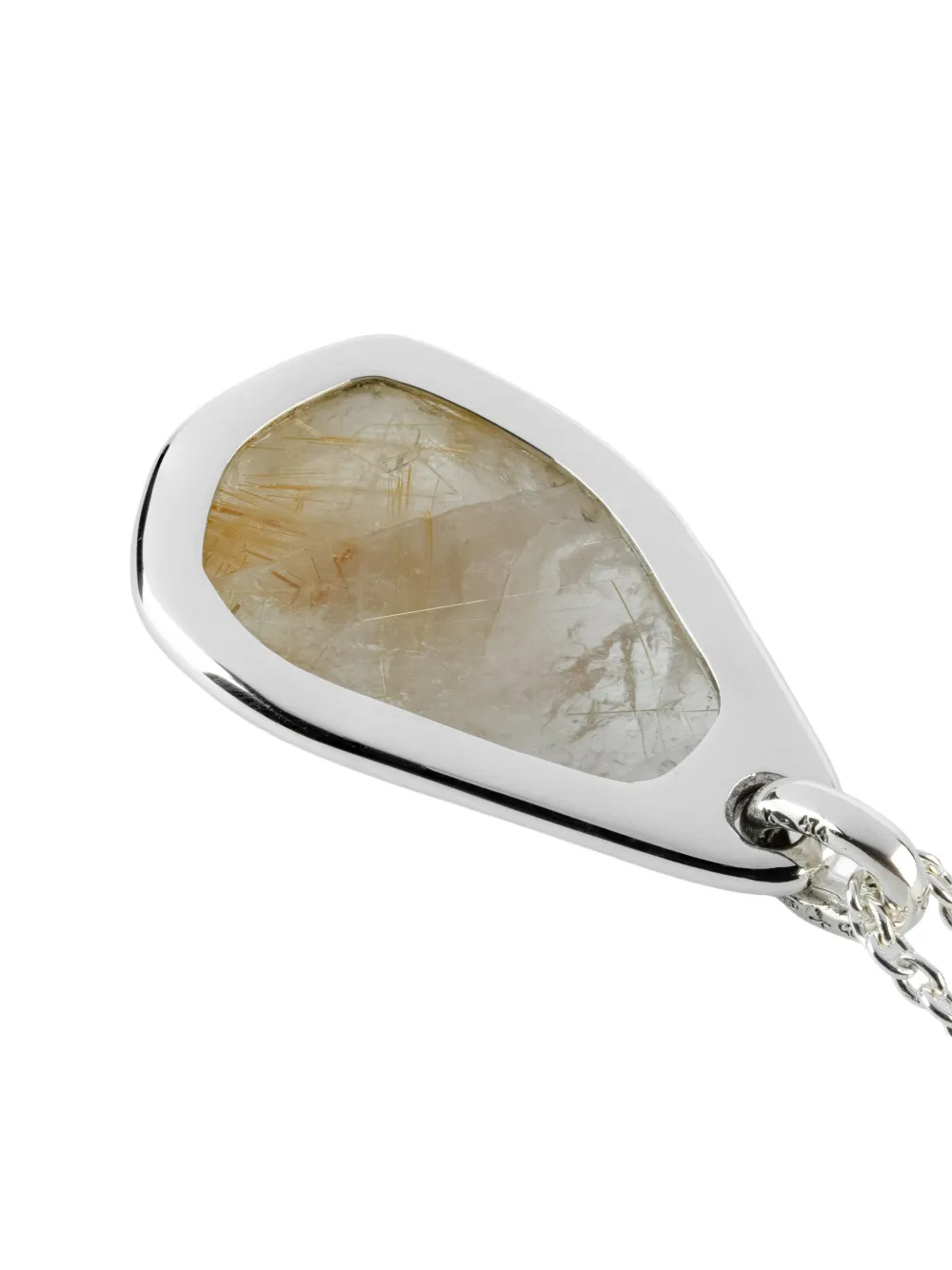 Parts Of Four Sterling Silver Halos Rutilated Quartz Necklace In Silver