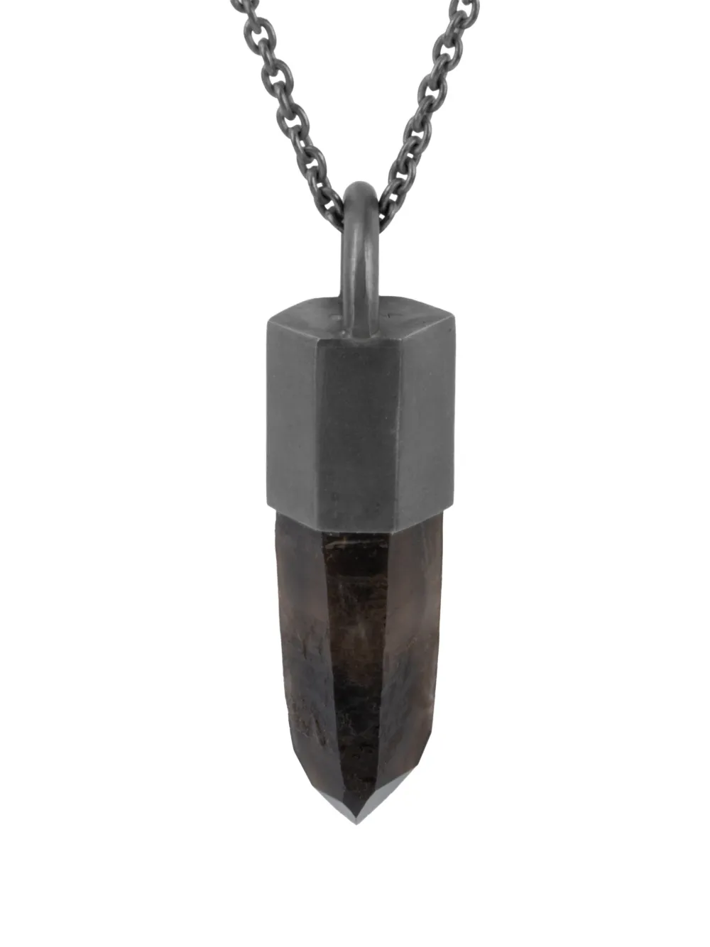 Parts Of Four Oxidised Sterling Silver Talisman Smoky Quartz Necklace In Black