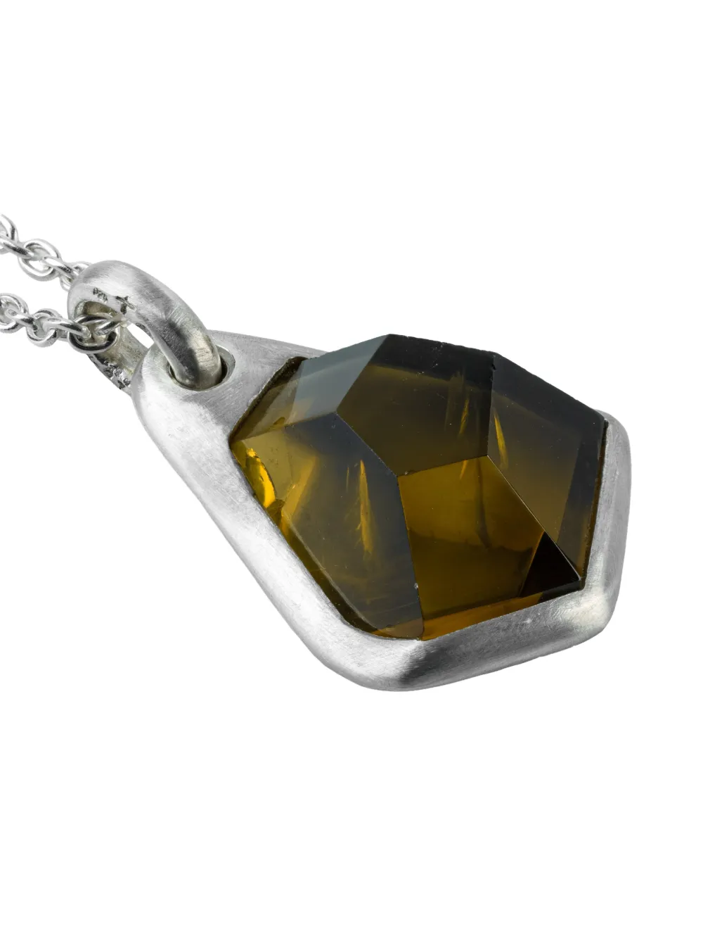 Parts Of Four Sterling Silver Halos Citrine Geometric Pendant Necklace In Metallic
