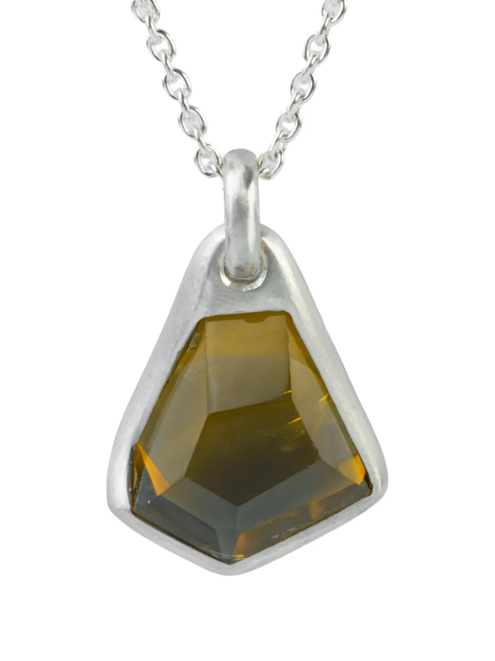 Parts Of Four Sterling Silver Halos Citrine Geometric Pendant Necklace In Metallic