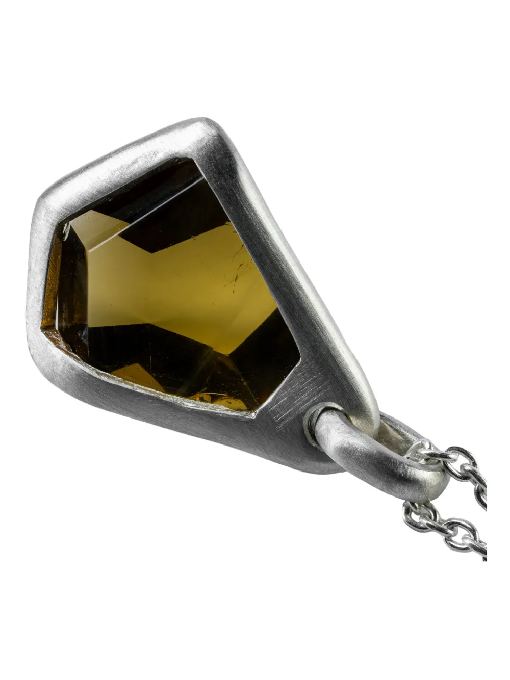 Parts Of Four Sterling Silver Halos Citrine Geometric Pendant Necklace In Metallic