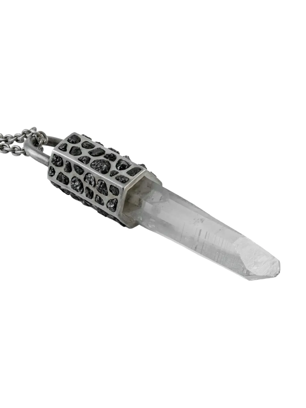 Parts Of Four Sterling Silver Talisman Quartz And Diamond Necklace In Silver