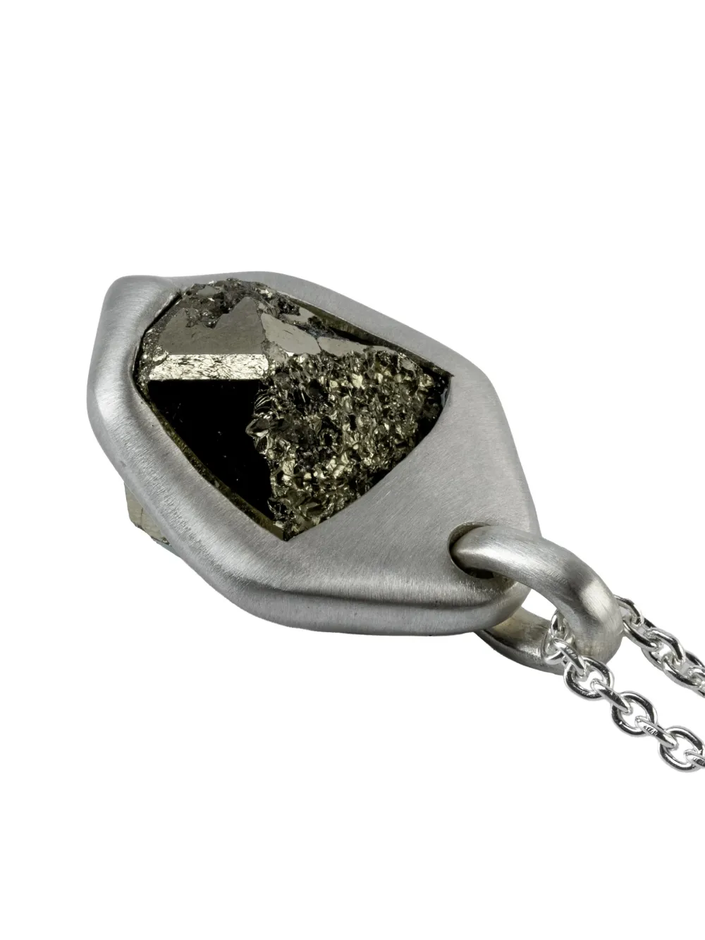 Parts Of Four Sterling Silver Halos Pyrite Necklace In Metallic