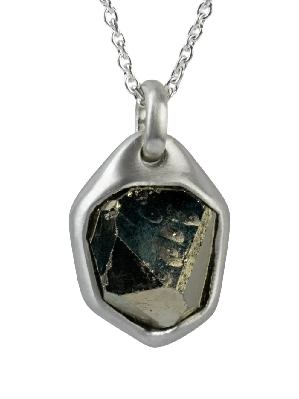Parts Of Four Sterling Silver Halos Pyrite Necklace In Metallic