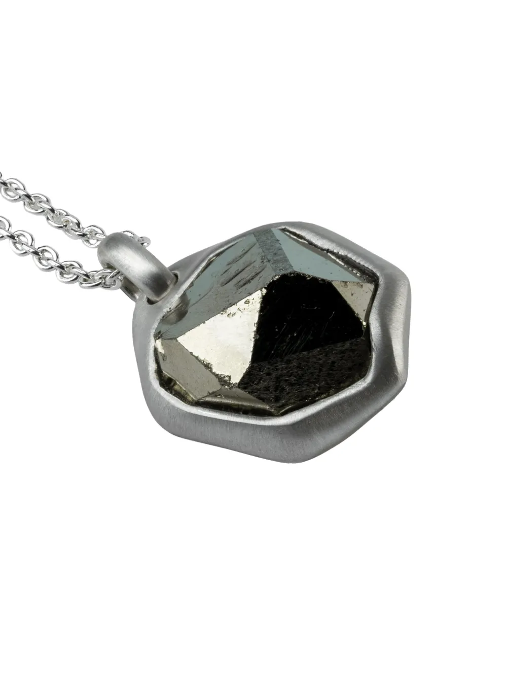 Parts Of Four Sterling Silver Halos Pyrite Necklace In Metallic