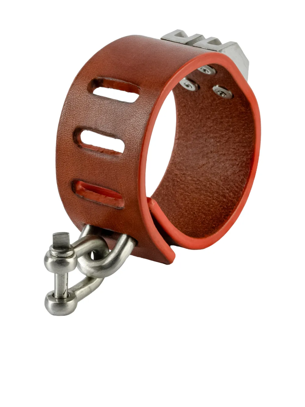 Parts Of Four Restraint Charm Inverted Pyramid Studs Bracelet In Brown