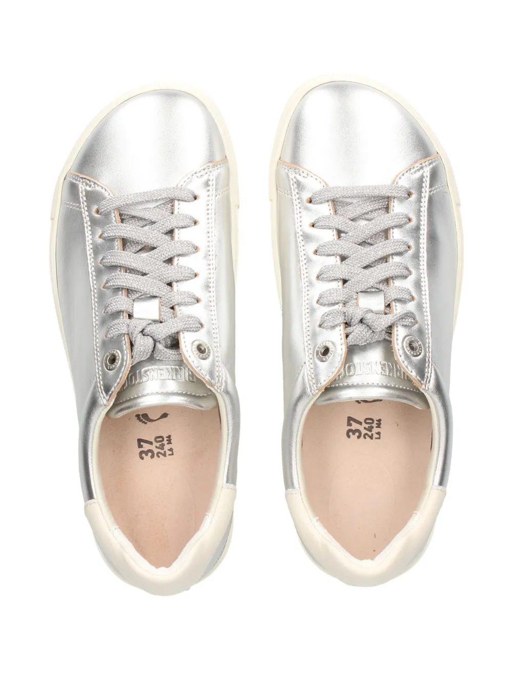 Birkenstock Bend Lace-up Leather Sneakers In Silver