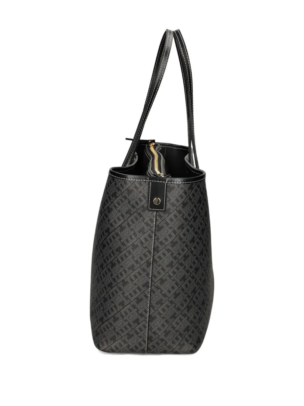 Tommy Hilfiger Monogram-pattern Zip Tote Bag In Black