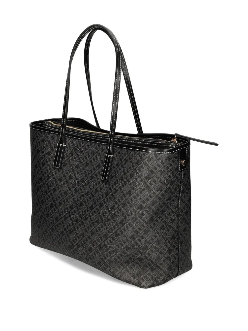 Tommy Hilfiger Monogram-pattern Zip Tote Bag In Black