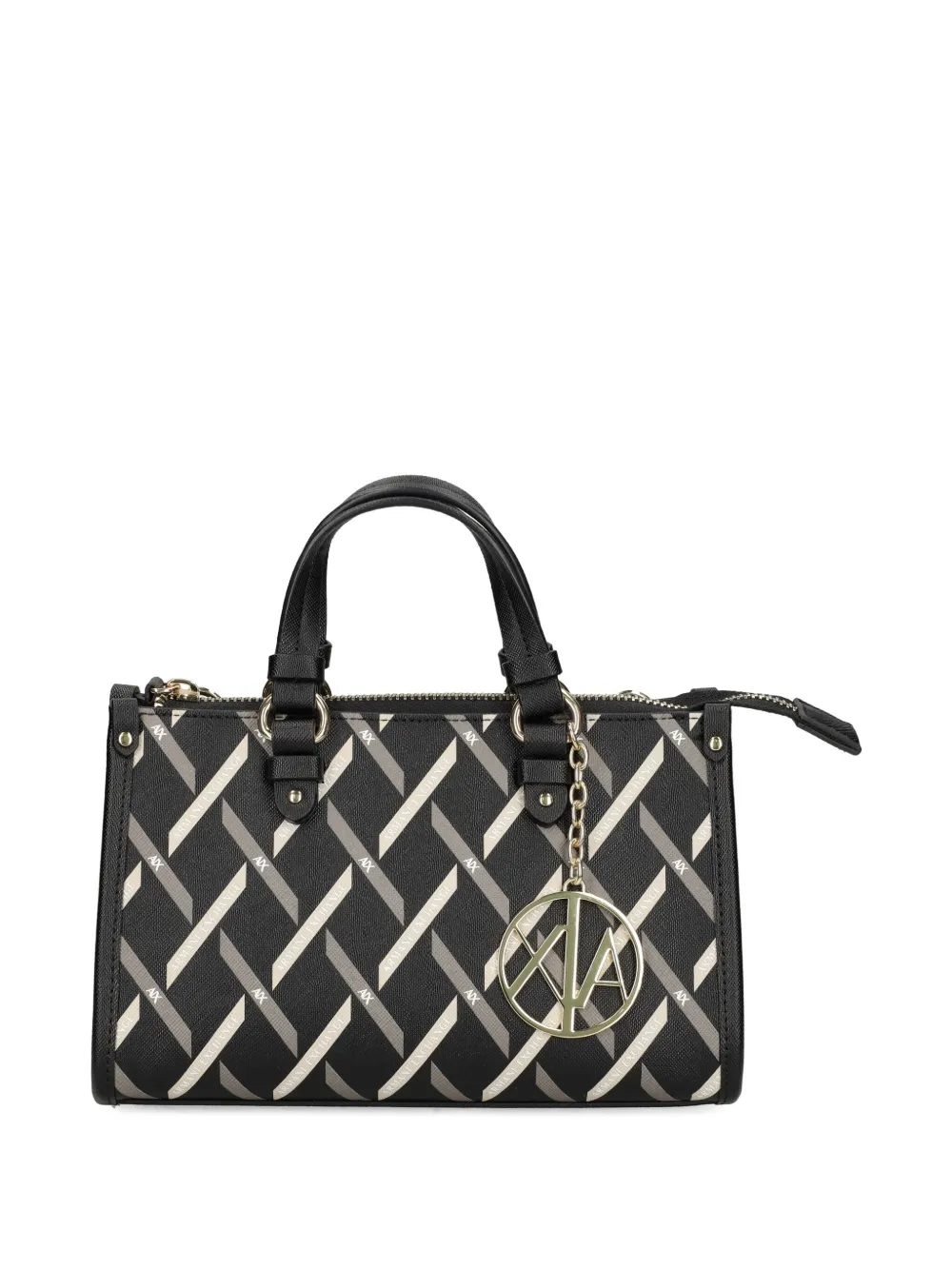 Armani Exchange logo charm pattern tote bag - Zwart