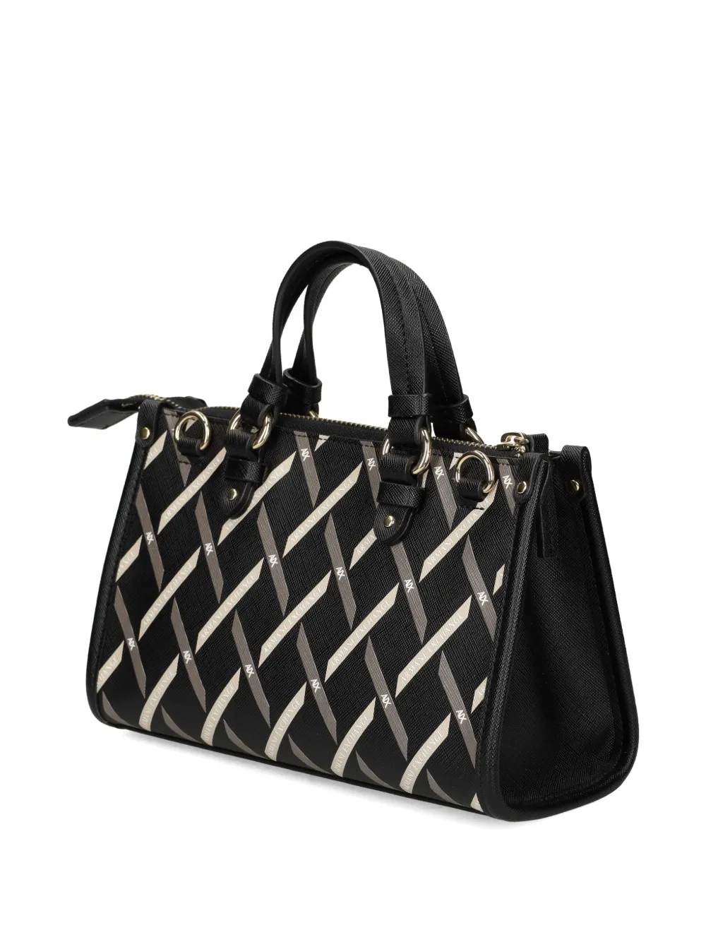 Armani Exchange Logo Charm Pattern Tote Bag In Black