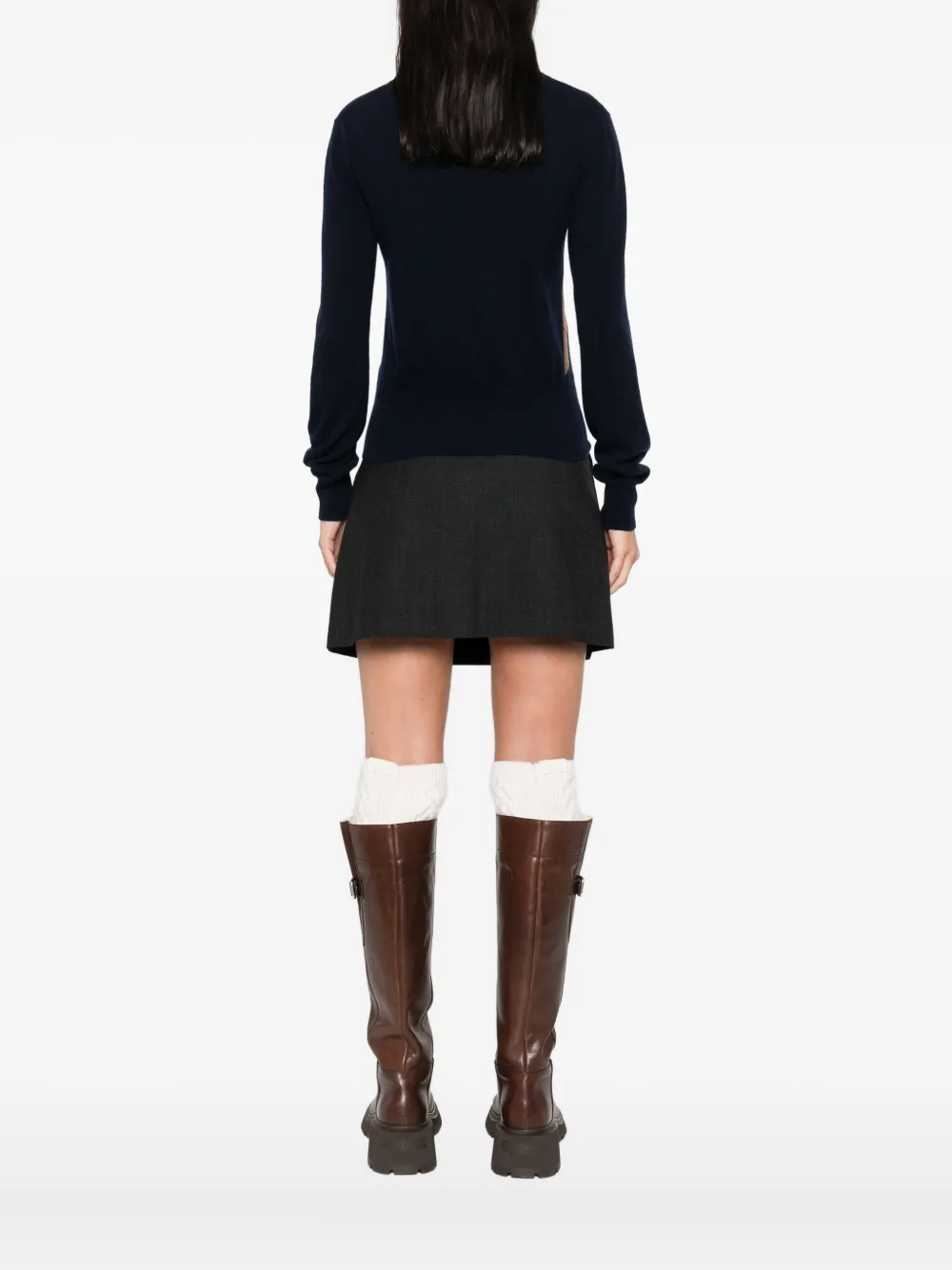 菱形纹高领毛衣