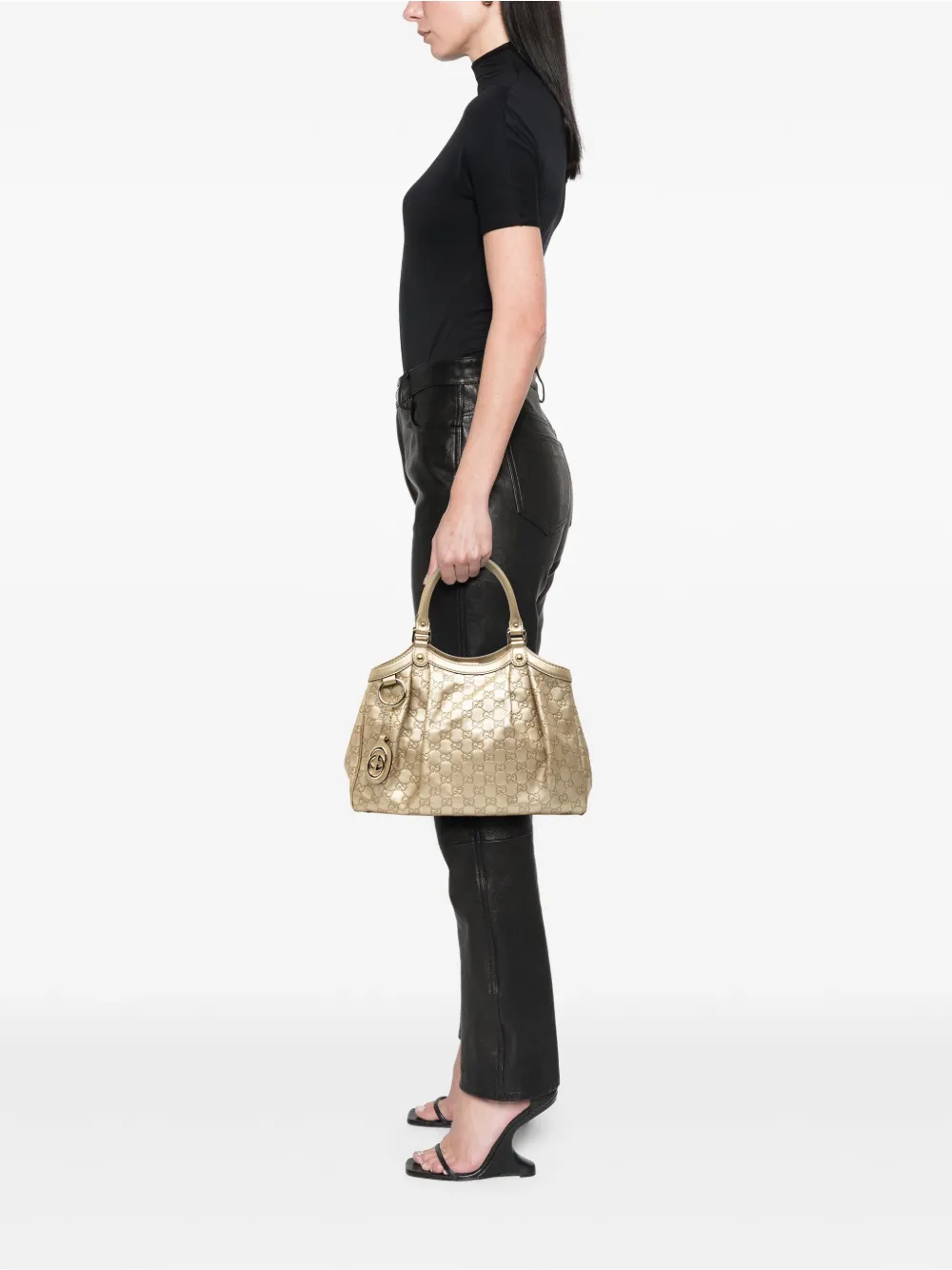 Pre-owned Gucci 2000-2015 Medium Ssima Sukey Tote Bag In Gold