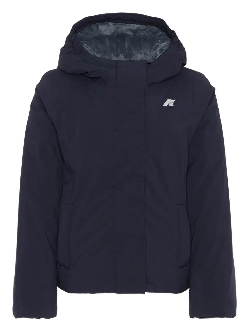 K-way Kids' Logo-patch Hooded Jacket In Blue