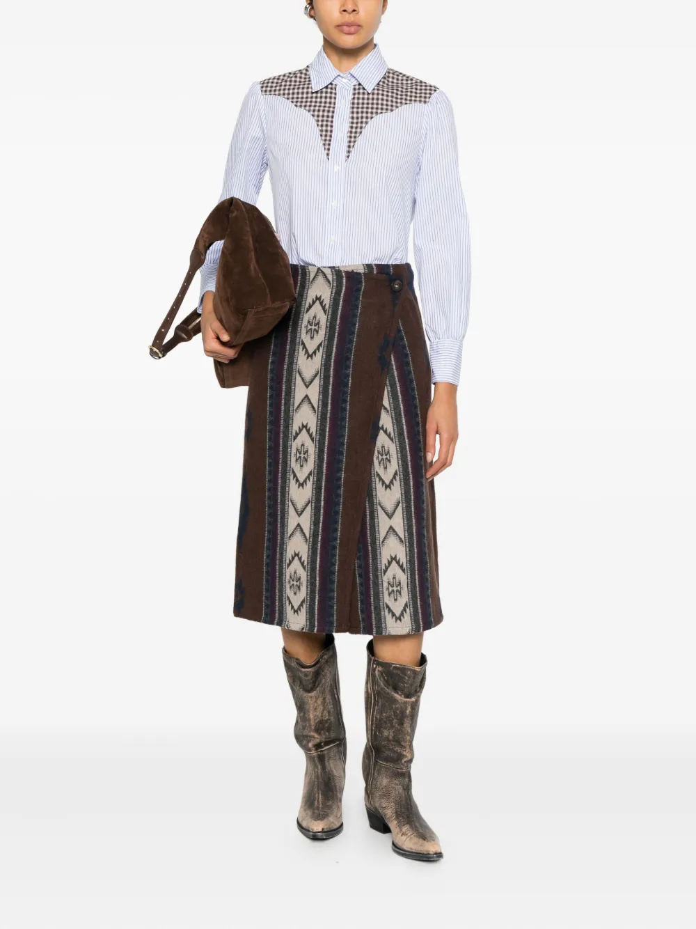 Diega Costelina geruite blouse - Blauw