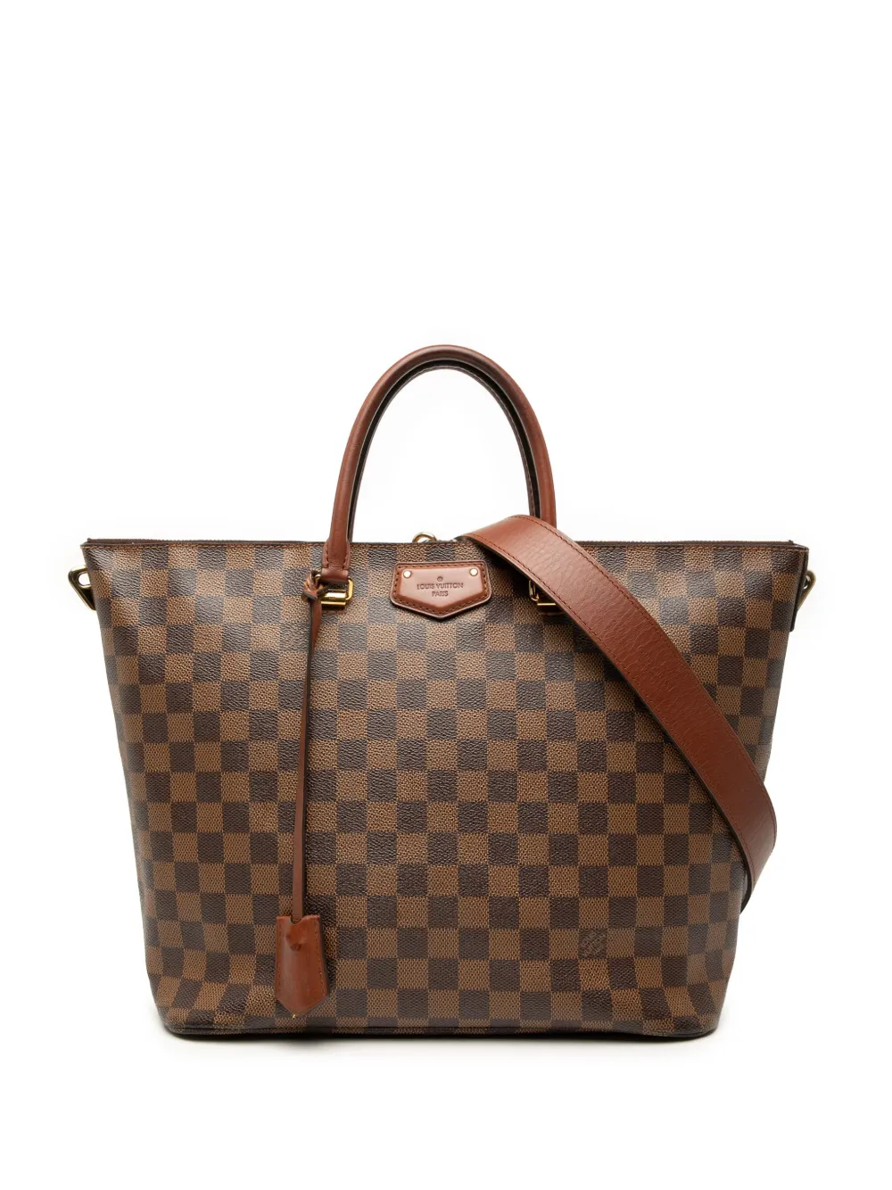 Pre-owned Louis Vuitton 2013 Damier Ebene Belmont Mm Satchel In Brown