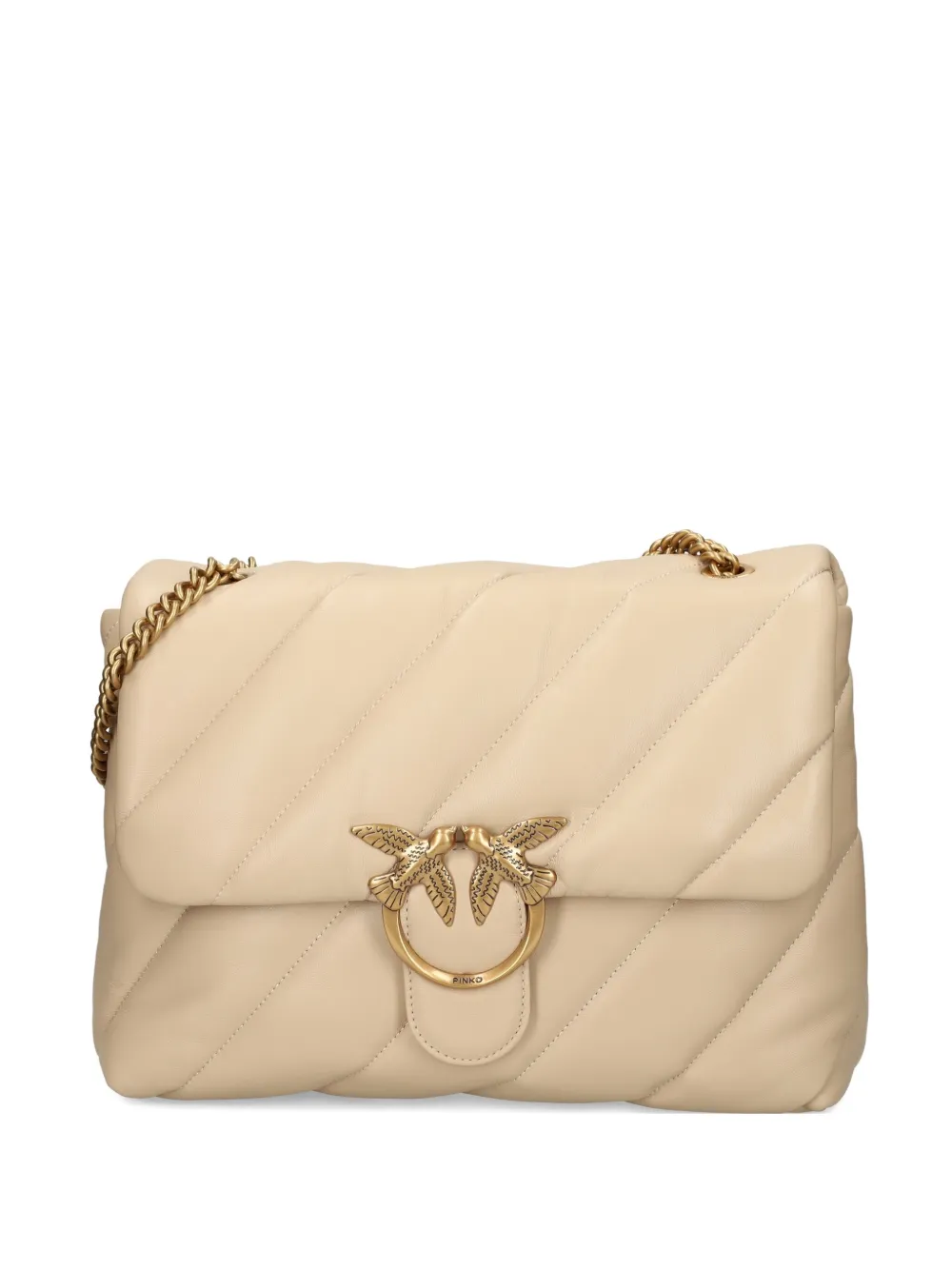 Pinko Medium Love Puff Chain-strap Shoulder Bag In Neutral