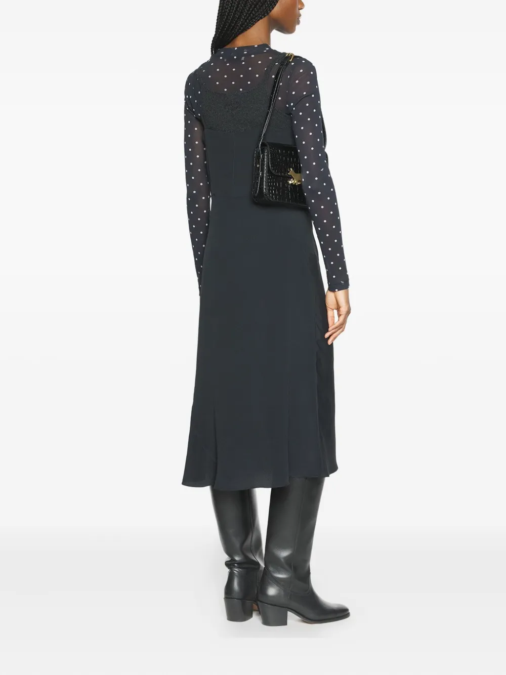 Maison Kitsuné spaghetti-strap midi dress - Zwart