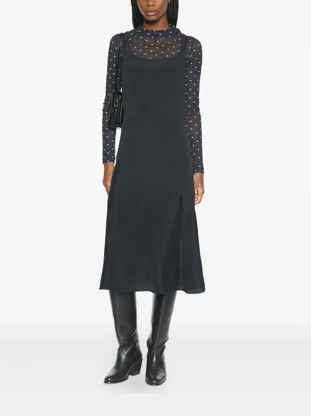 Maison Kitsuné spaghetti-strap midi dress - ブラック Maison Kitsuné spaghetti-strap midi dress - ブラック