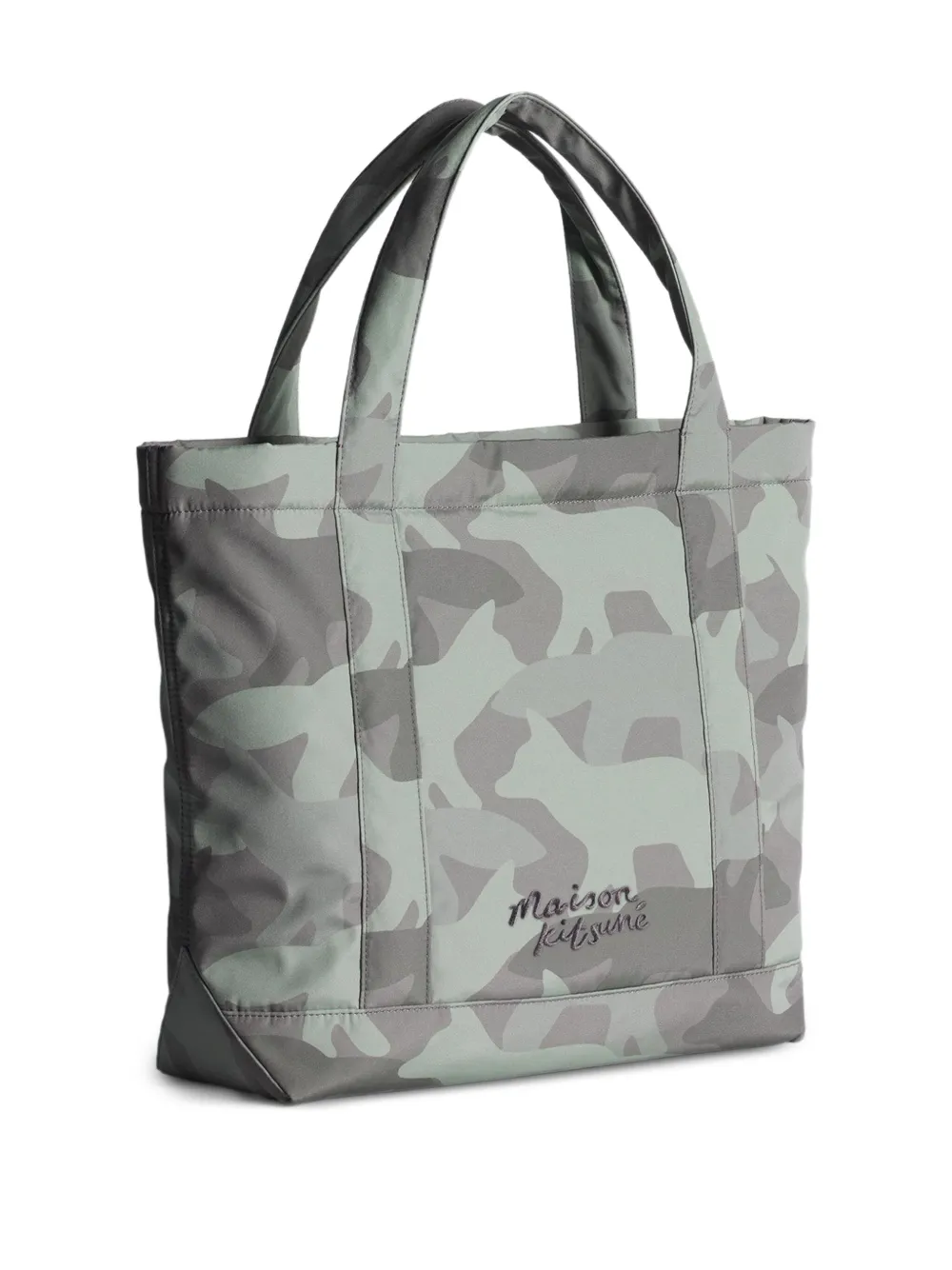Maison Kitsuné Grote shopper met camouflageprint Groen